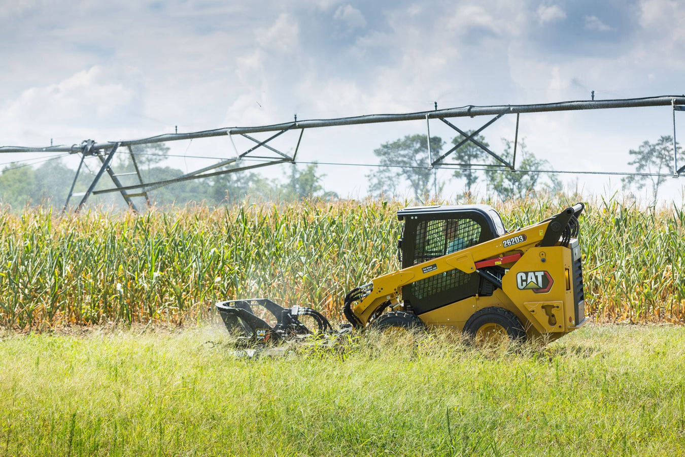 Cat 262D3 skid steer loader delivers 74 HP, 2,650 lb ROC, and vertical lift design for heavy-duty lifting, grading, and versatile material handling.