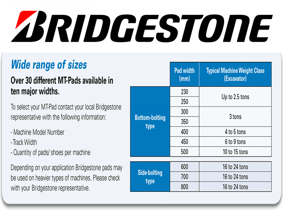 BRIDGESTONE MT Bolt On Rubber Pads