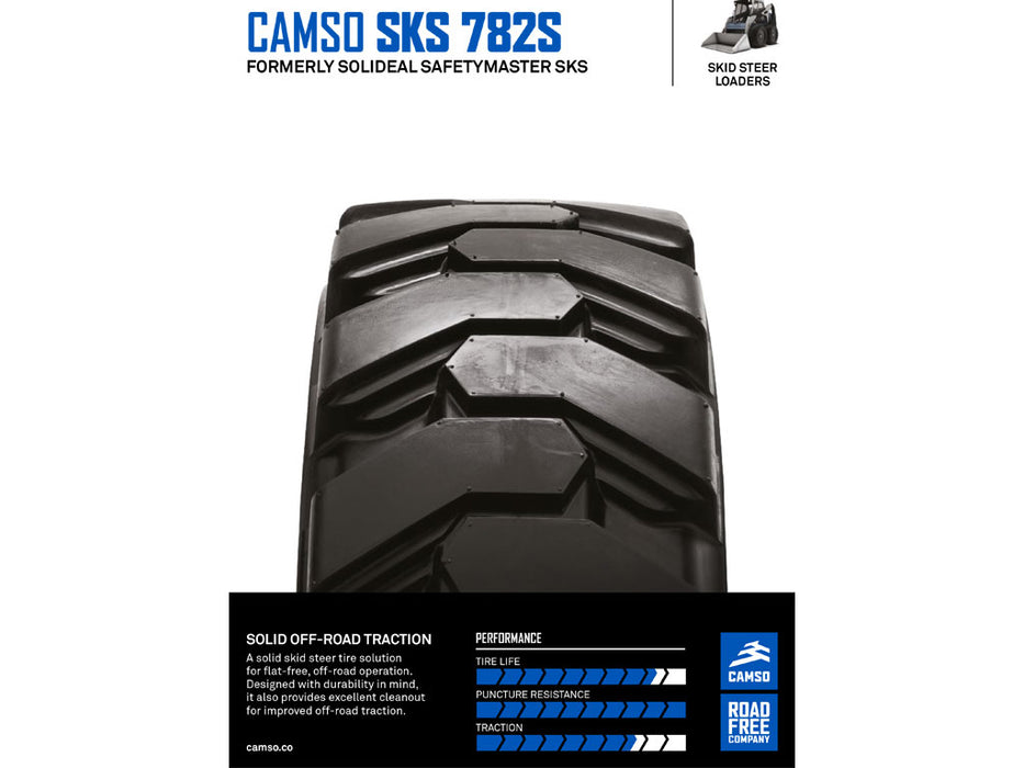 CAMSO SKS 782S Solid rubber tire and rim assembly for skid steer loader