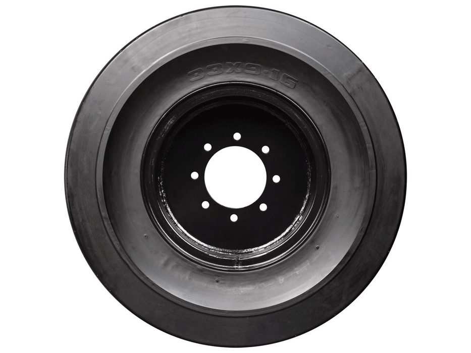 TNT NON-DIRECTIONAL 33X12-20 (12-16.5) Mounted Solid Tire and Rim Assemblies with larger hub