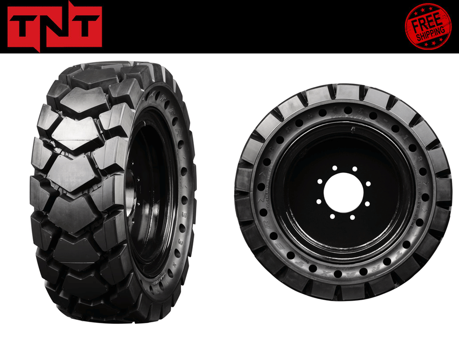 TNT 33x12-18 (12-16.5) Mounted Solid Tire and Rim Assemblies Larger Hub