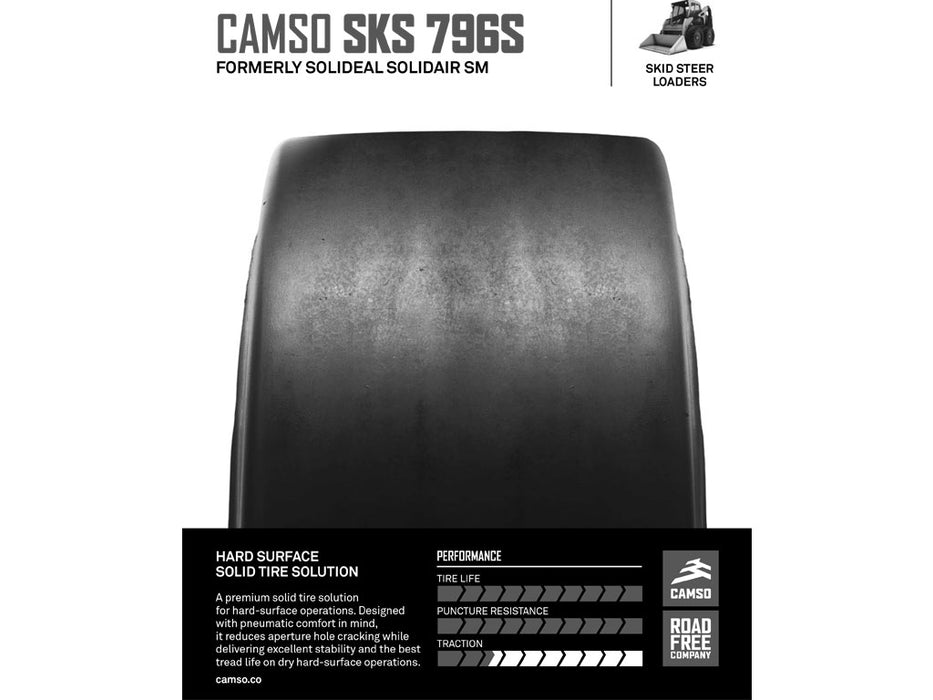 CAMSO SKS 796S Solid rubber tire and rim assembly for skid steer loader